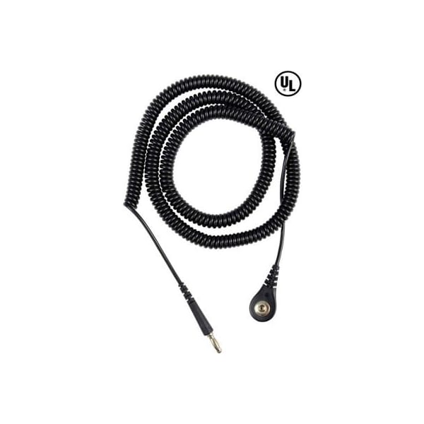Desco Industries Inc Desco Coil Cord 20 Ft 09682 Thermoplastic Elastomer Snap Socket - Black 9682 - main